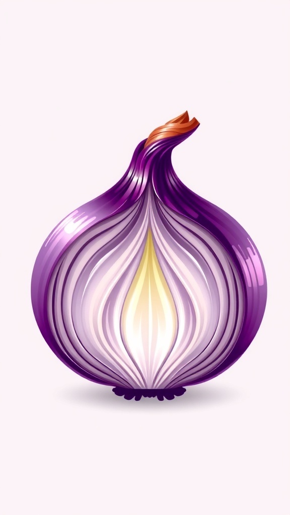 Onion Vector Illustration Recipe Vector illustration of an onion with detailed layers and glossy finish.